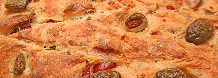 Close-up of antipasto bread.