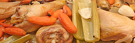 Chicken stock ingredients closeup.