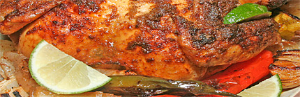 Close-up view of cumin chicken.
