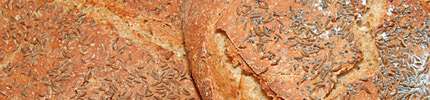 Close-up of rye bread crust.