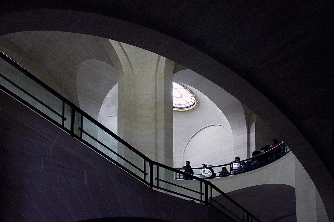 Stairway at the Louvre Museum.